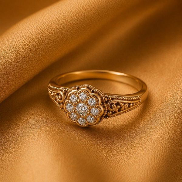 Vintage-inspired diamond cluster ring